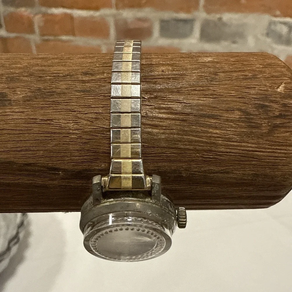 Vintage BRICHOT Watch Womens‎ Silver Tone Stainless Steel Rhinestones Dial 60's